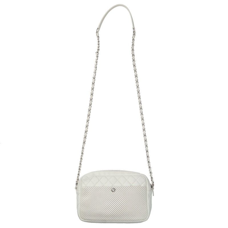 Chanel Lamb Skin Perforated Leather Shoulder Bag Women