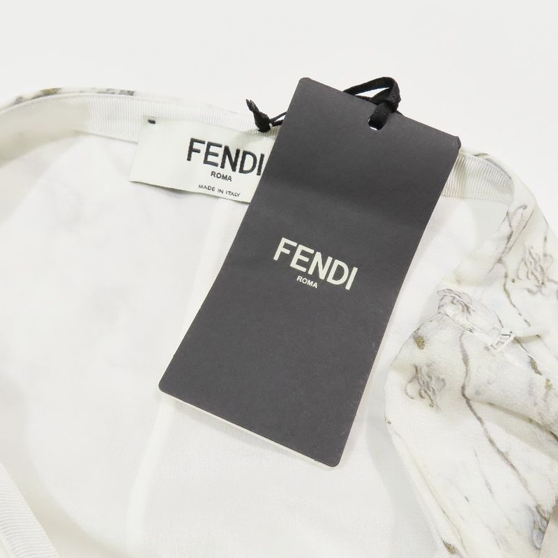 Unused 21 Fendi Calligraphy Ff Logo Zucca Asymmetrical Flared Skirt Long Mimore