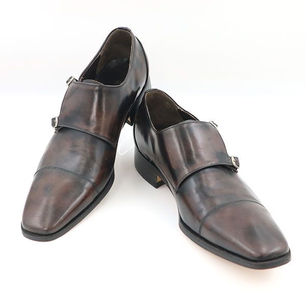 Louis Vuitton Double Monk Strap Shoes Business Size 8 Mens Leather