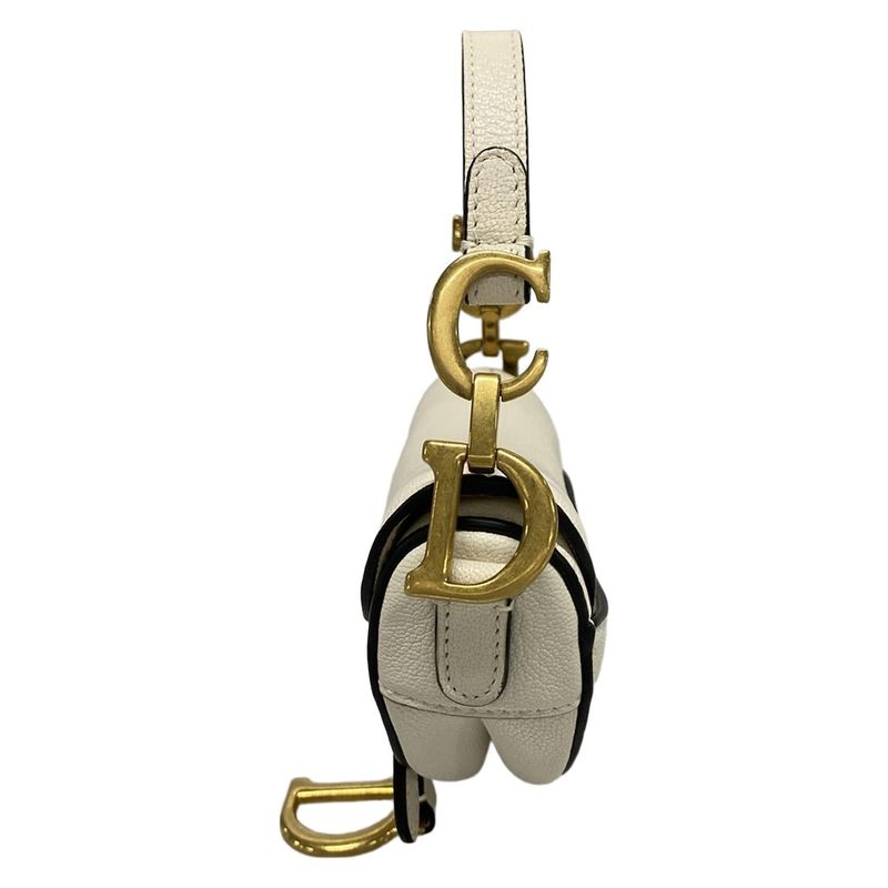 Dior/christian Dior Handbag Saddle Micro Bag White Mini Bag Leather