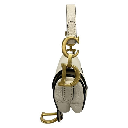 Dior/christian Dior Handbag Saddle Micro Bag White Mini Bag Leather