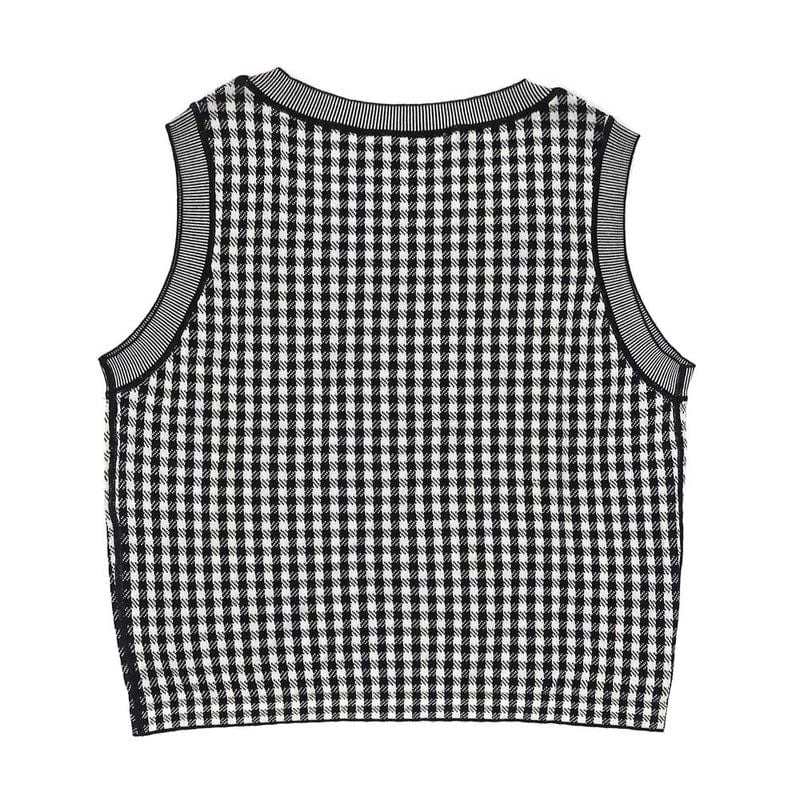Dior Ensemble Knit Plaid Bi-40 BK WH 344w01am135 Women's Apparel