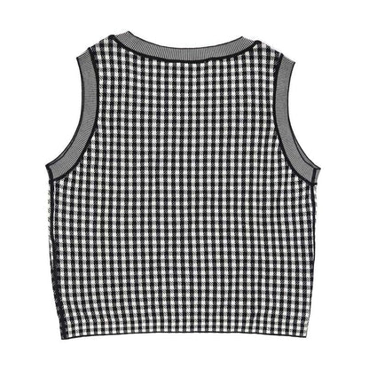 Dior Ensemble Knit Plaid Bi-40 BK WH 344w01am135 Women's Apparel