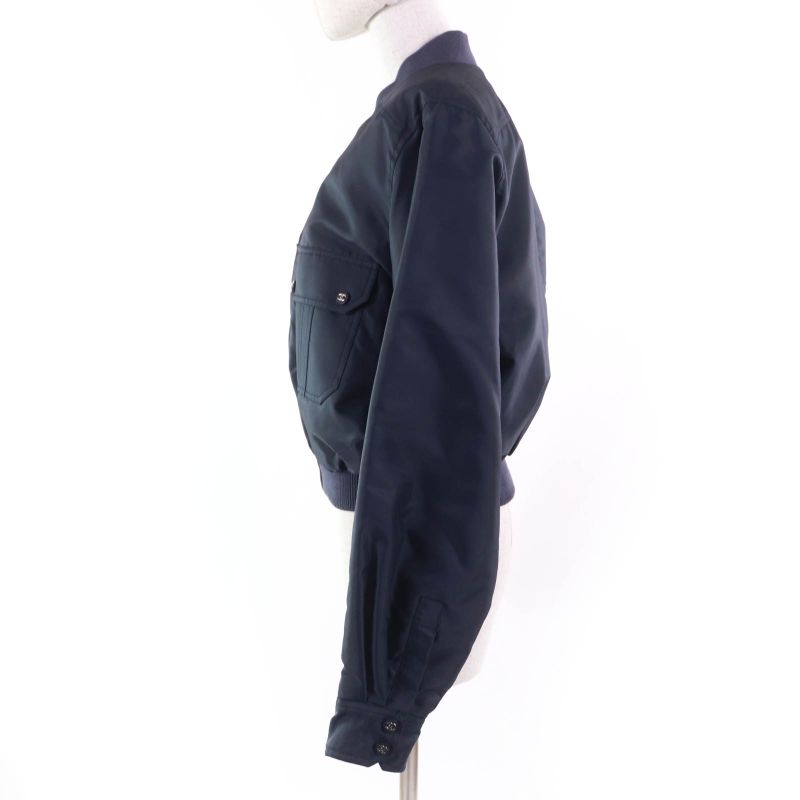 CHANEL Vintage 1997 C97 Po8882v04726 Coco Mark Button Zip Up Blouson Navy 38