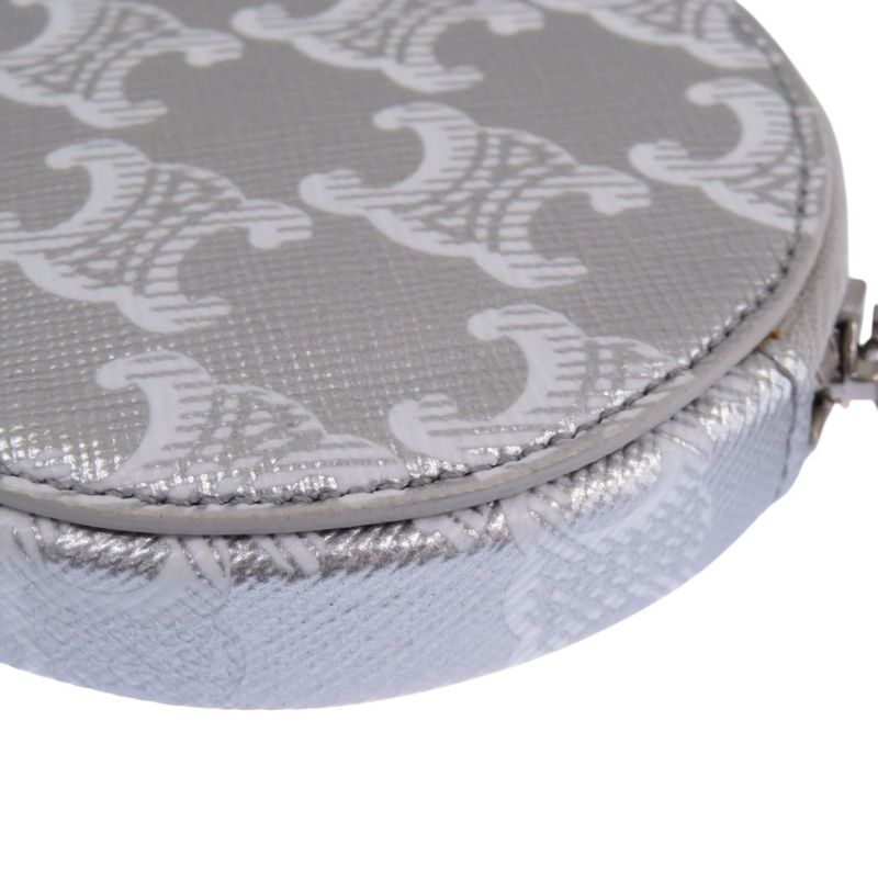 Celine Triomphe Leather Silver Coin Case 0117 Celine