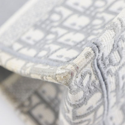 Dior Christian Dior Book Tote Medium Oblique Embroidery Cotton Light Gray
