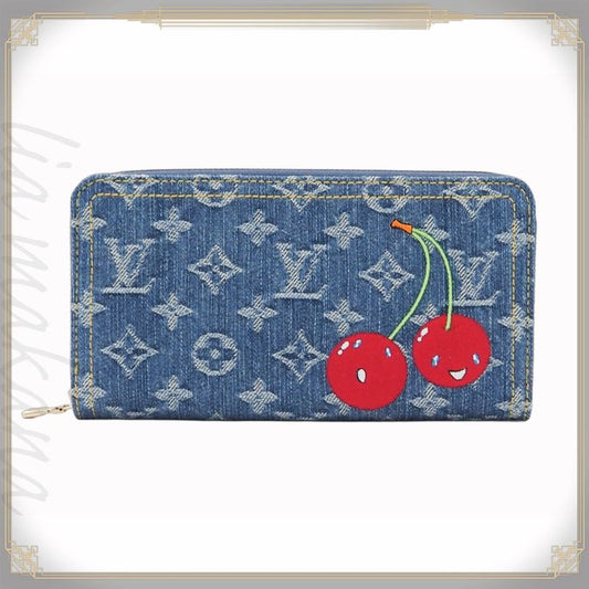 Louis Vuitton LV X Tm Zippy Wallet Monogram Cherry Denim Cotton