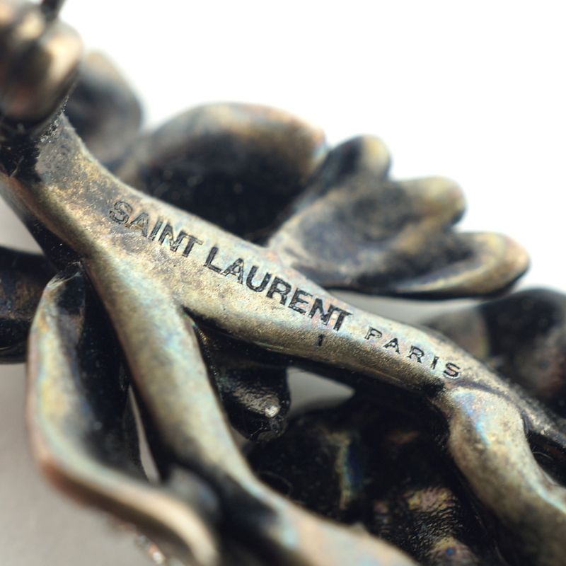 Saint Laurent Pin Brooch Rhinestone Approx 5.8g Black Accessories Box
