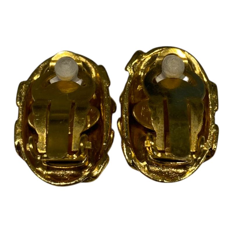 Chanel ⑤ 94A Oval Shape Coco Mark Earrings Ladies Gold