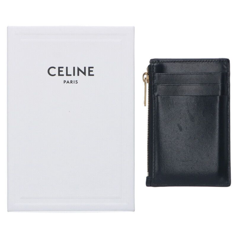 Celine Triomphe Leather Zip Card Case Men's
