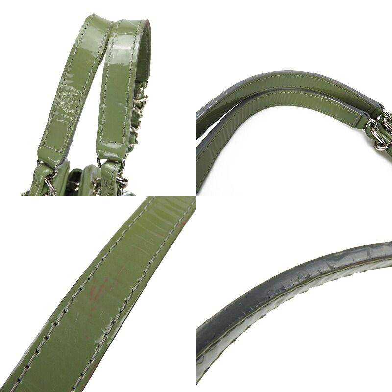 Chanel Handbag Mademoiselle Beau Ring Coco Mark Enamel Green Silver Hardware