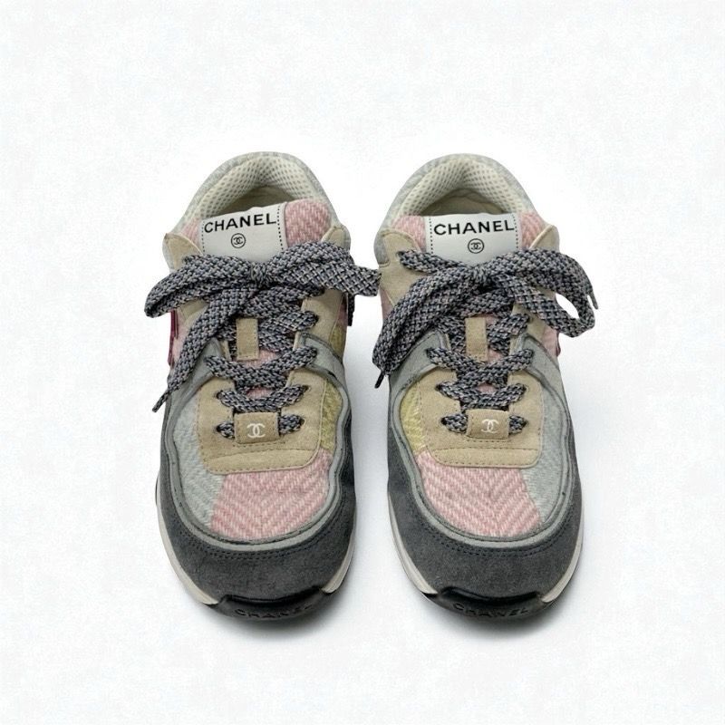 Chanel Sneakers Shoes Fabric Suede Multicolor Here Mark
