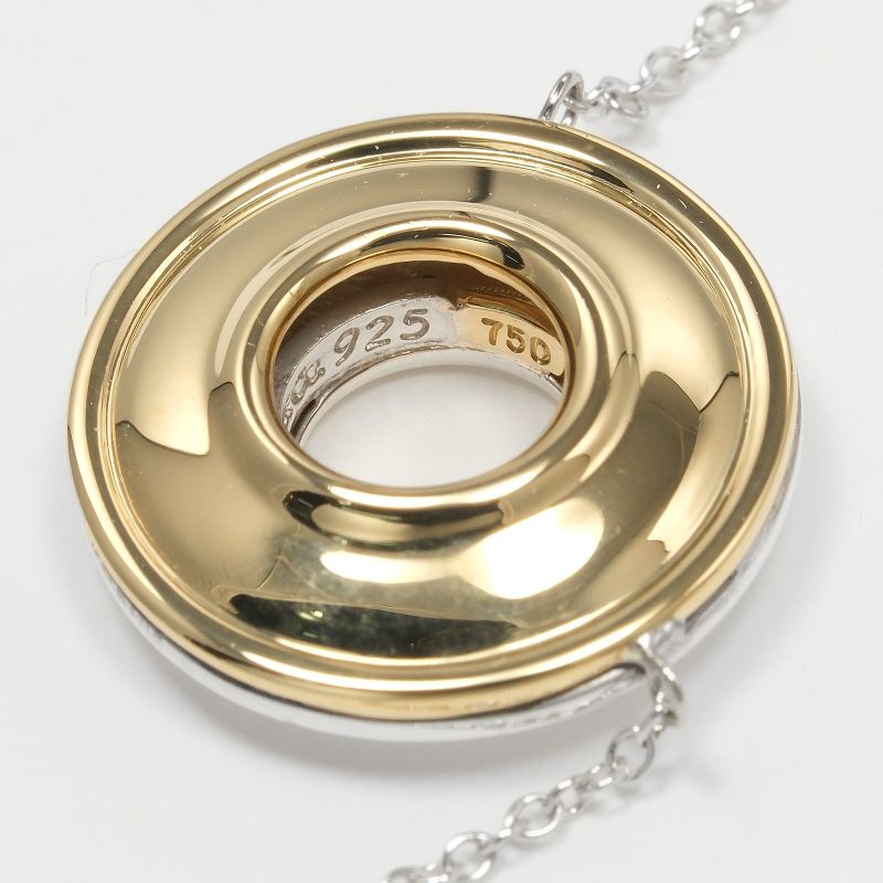 Tiffany & Co Magic Circle Silver 925 X 18K Yellow Gold Ladies 3.5g Necklace