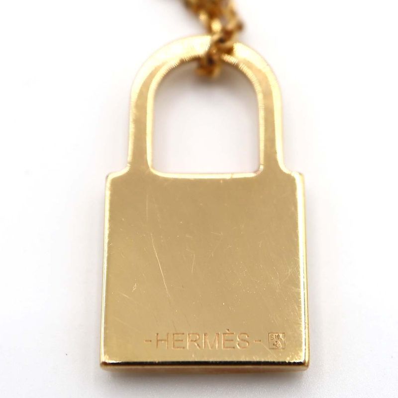 Hermes Necklace Eau Kelly Canadé Gold Color Black Accessories H17627