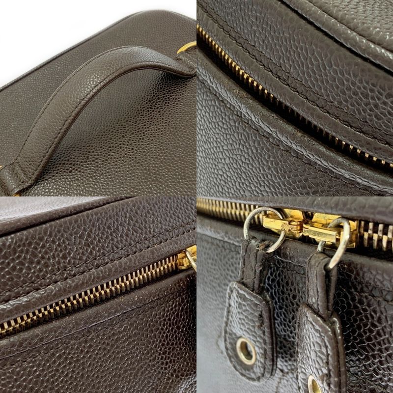 Chanel Caviar Skin 2way Vanity Bag Brown 424966 Handbag