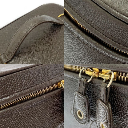 Chanel Caviar Skin 2way Vanity Bag Brown 424966 Handbag