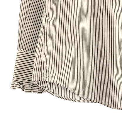Celine - Striped Ruffle Collar Shirt - 40 - White Brown - Women's