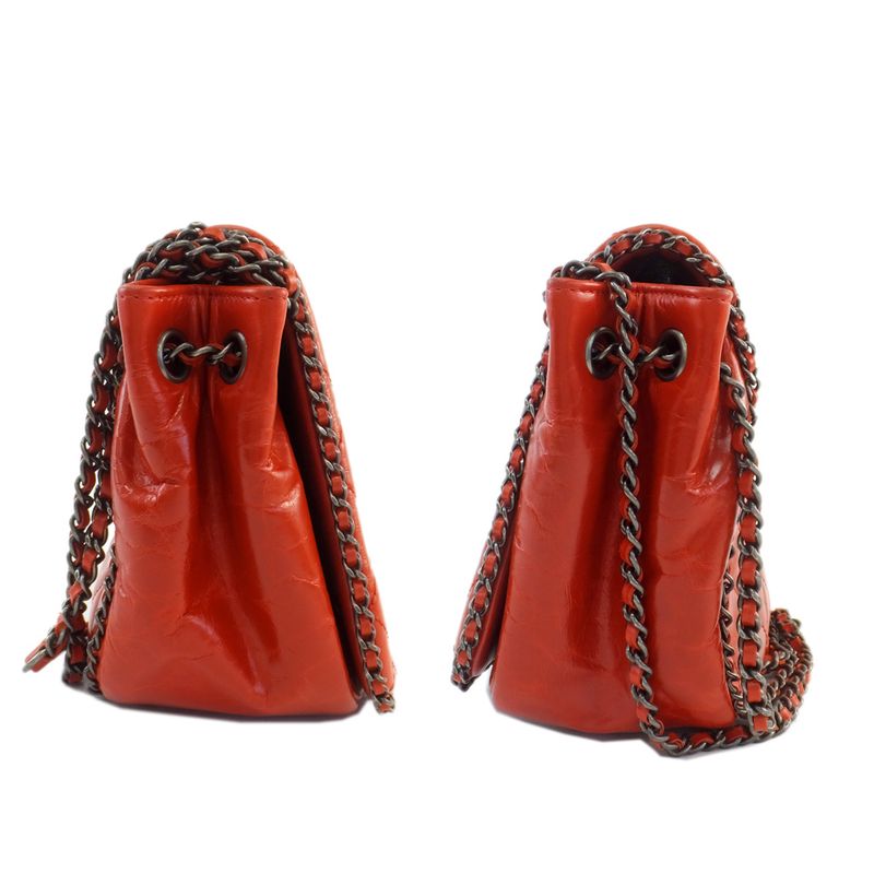 Chanel Matelasse Chain Shoulder Red Bag Coco Mark Vintage Silver