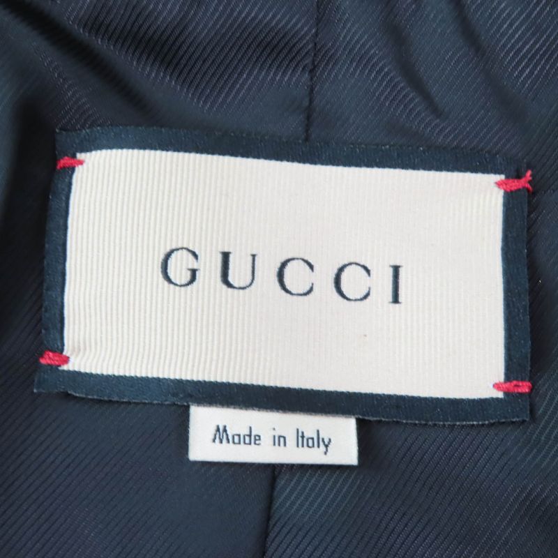 Gucci 643287 Wool Design Button Double Breasted Tweed Jacket Black 40 Made In