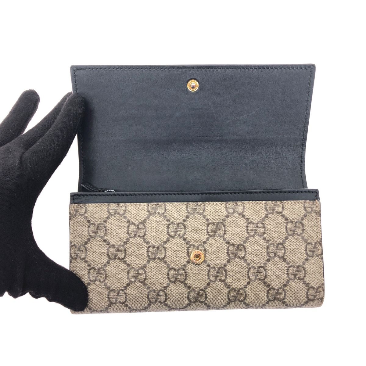 Gucci Unisex Long Wallet GG Supreme Continental Wallet 410100 Beige X