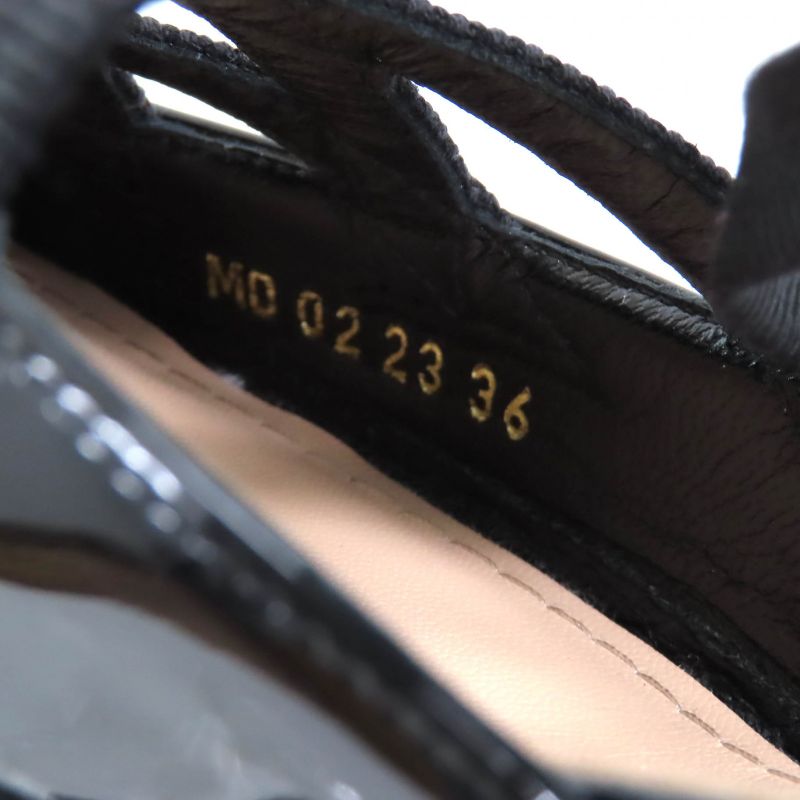 Christian DIOR D-envol Patent Leather Square Toe Lace Up Pumps Black 36 With