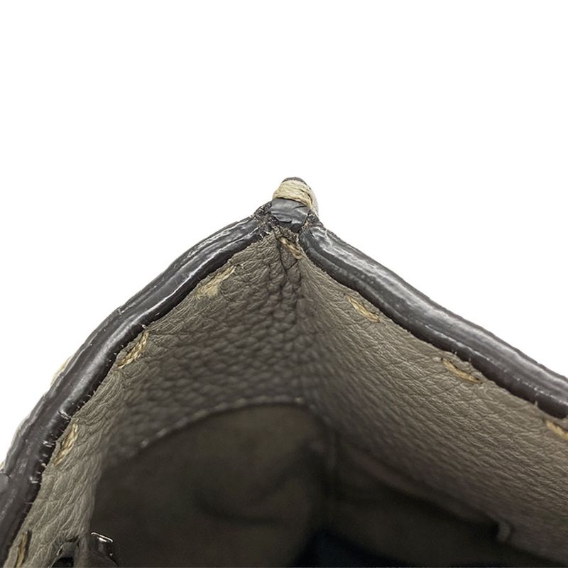 Fendi Selleria Anna Small Shoulder Bag Leather Gray Silver Hardware 2WAY Women