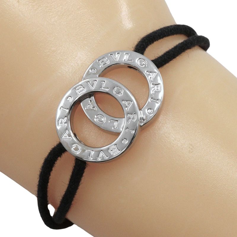 Bvlgari Bulgari Double Logo Silver 925 Black Unisex 11.2g Bracelet