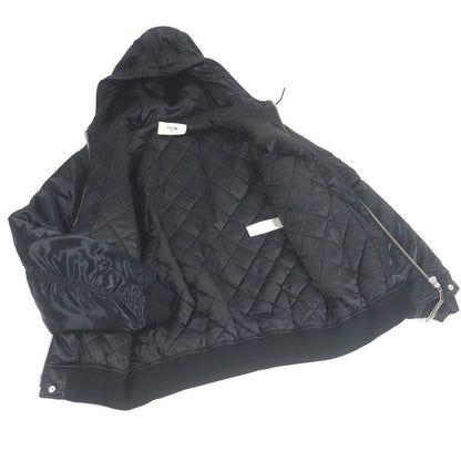 Celine 22AW 2w749048s Back Logo Print Hooded Bomber Jacket Blouson Black 50