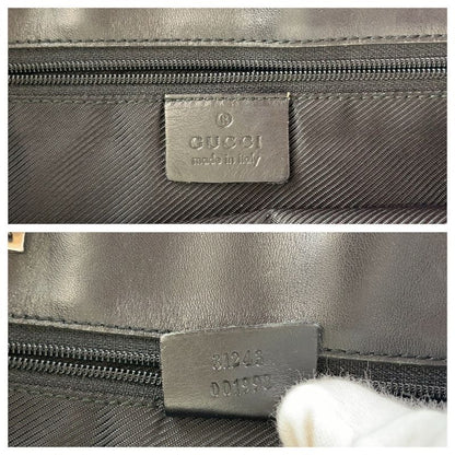 Gucci Black Silver Hardware GG Canvas/leather 31243 Tote Bag Shoulder Bag Women