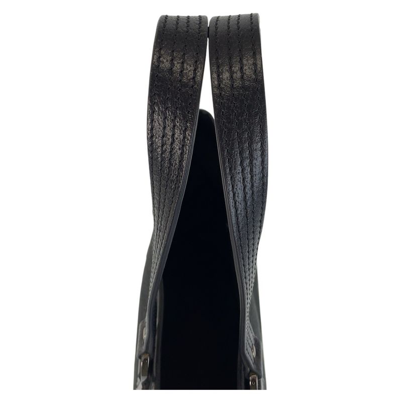 Gucci Black Silver Hardware GG Canvas/leather 113019 Tote Bag Shoulder Bag