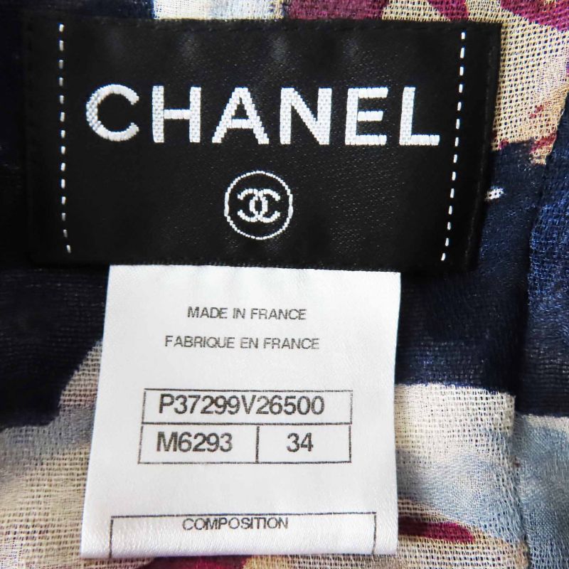 CHANEL P37299 100% Silk Coco Mark Camellia Partially Sheer Chiffon Fabric