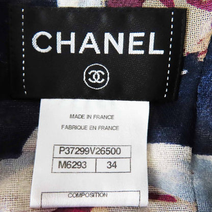 CHANEL P37299 100% Silk Coco Mark Camellia Partially Sheer Chiffon Fabric