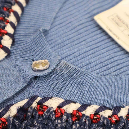 Chanel Henry Neck Ribbed Knit Sweater P45347k04797 Blue 40