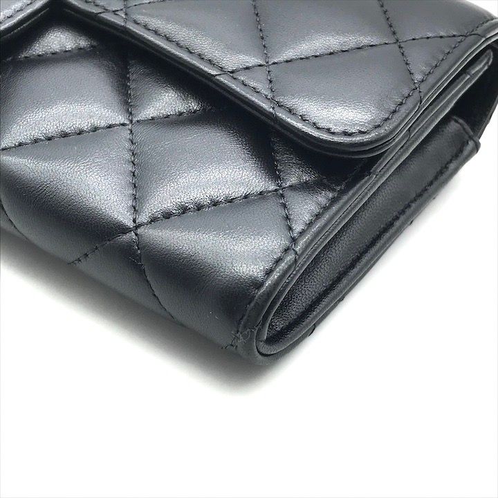 Chanel Items CC Logo Quilted Lambskin Long Flap Wallet Black