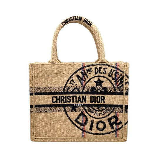 Christian Dior Handbag Book Tote Small Union Motif Embroidery Brown