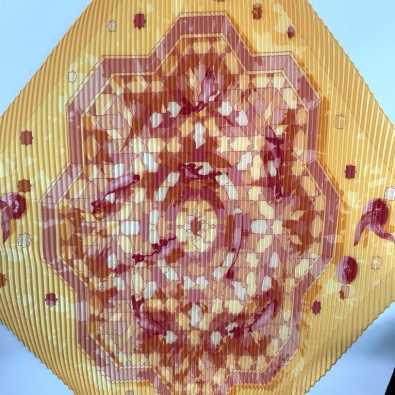 Grade Hermes SOUS LES Orangers Under The Orange Tree Pleated Scarf