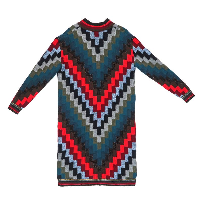 Gucci Long Cardigan Knit XS Pattern Multicolor Button Closure Long