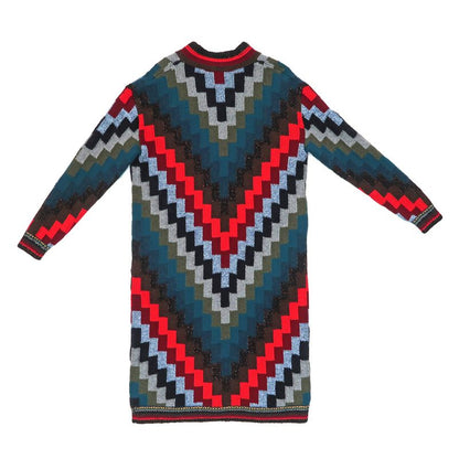 Gucci Long Cardigan Knit XS Pattern Multicolor Button Closure Long