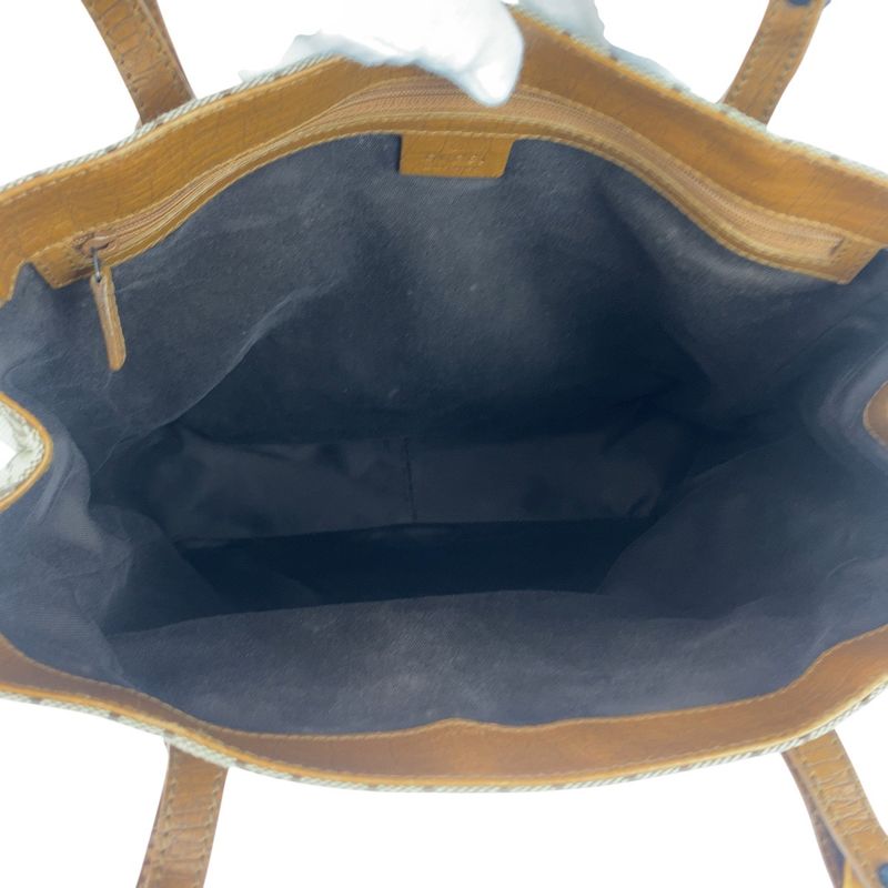 Gucci Bamboo Beige Brown Black Hardware GG Canvas 112530 Tote Bag Shoulder Bag