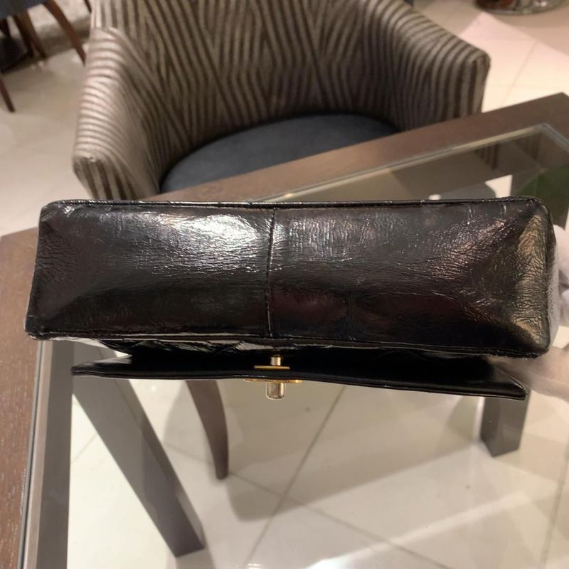 Chanel Diana Matelasse Enamel Shoulder Bag Black