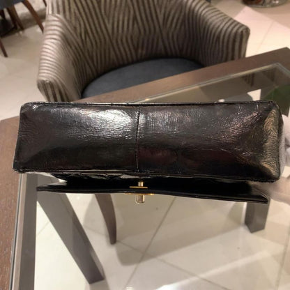 Chanel Diana Matelasse Enamel Shoulder Bag Black