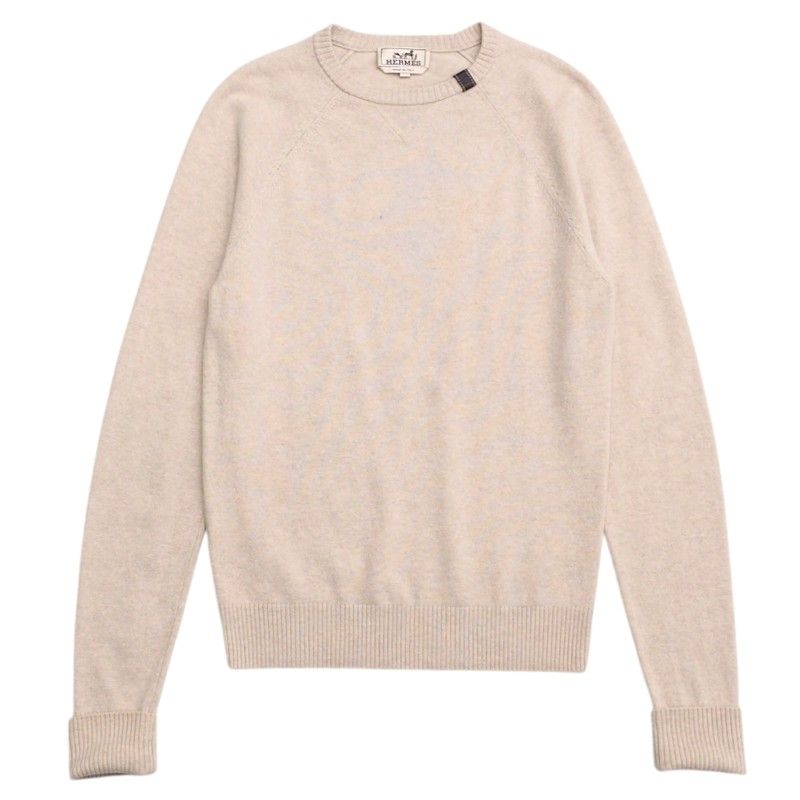 Hermes Sweater Size XS Knit Top Wool Light Beige [recommended] Made In Italy
