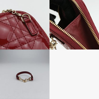 Christian Diorchristian Dior Lady Dior Cannage Phone Holder Red Patent 56-ma-026