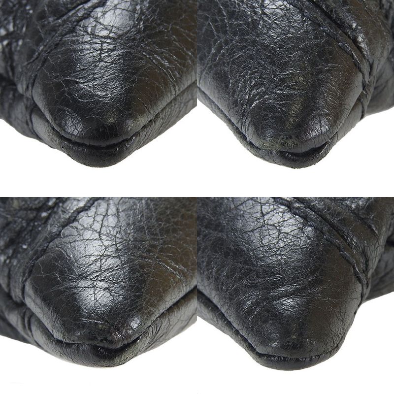 Balenciaga Clutch Bag Classic 273022 Clip M Leather Black - Silver Hardware