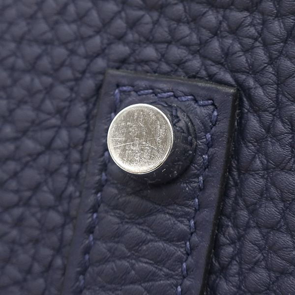 Hermes Handbag Birkin 35 Togo Blue Nuit Silver Hardware Navy Blue C Engraved