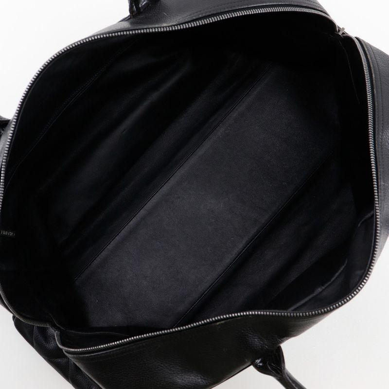 Chanel Matelasse Logo Caviar Skin And Enamel Black Women's Boston Bag