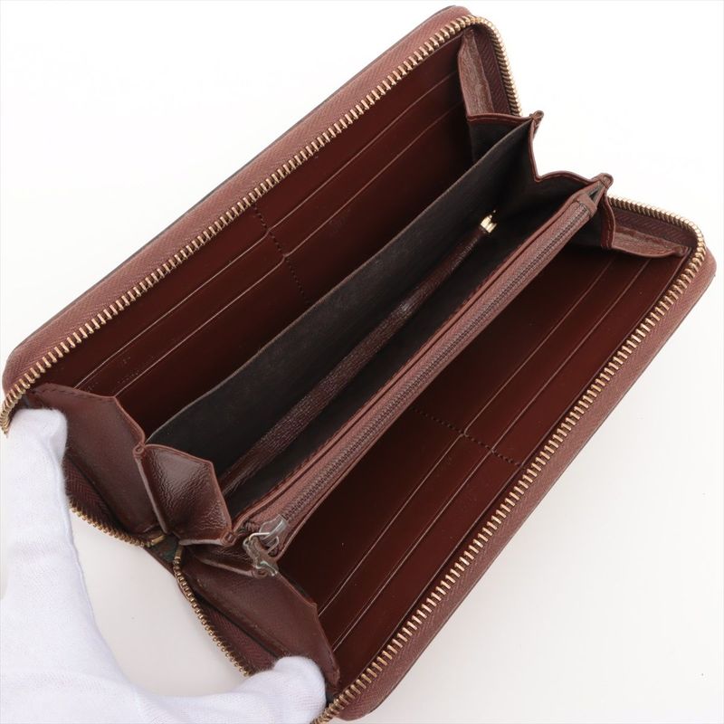 Gucci GG Supreme FAKE NOT PVC × Leather Round Zip Wallet Long Wallet 636169