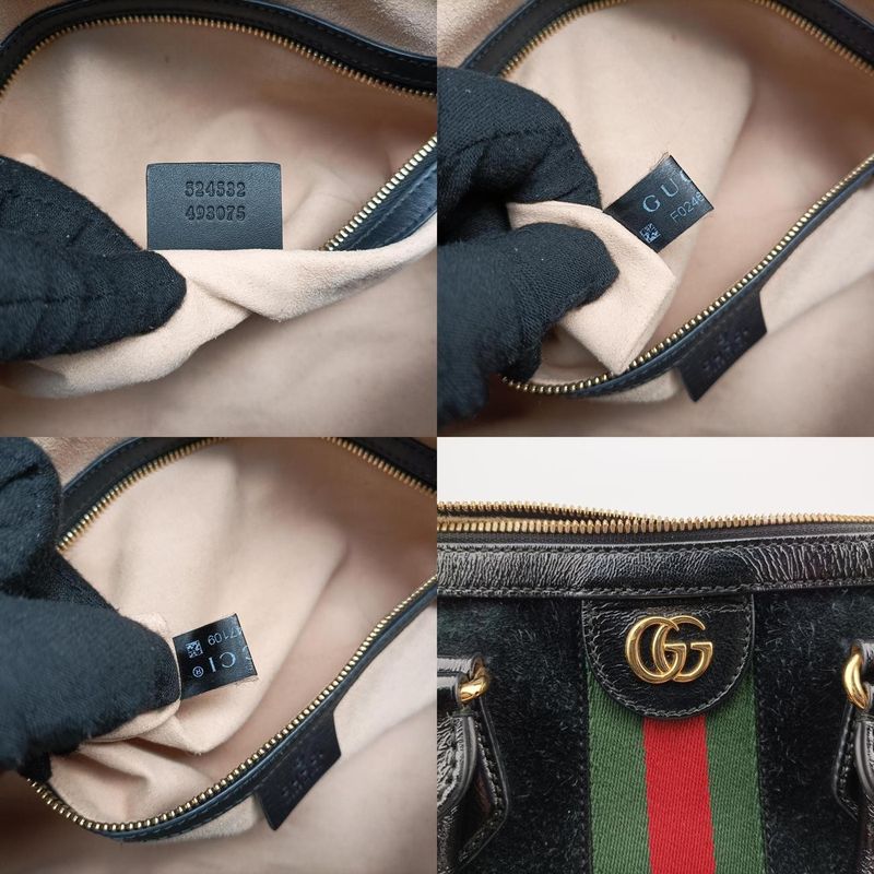 Gucci Ophidia GG Small Black And Green And Red Suede 524532 F024647109