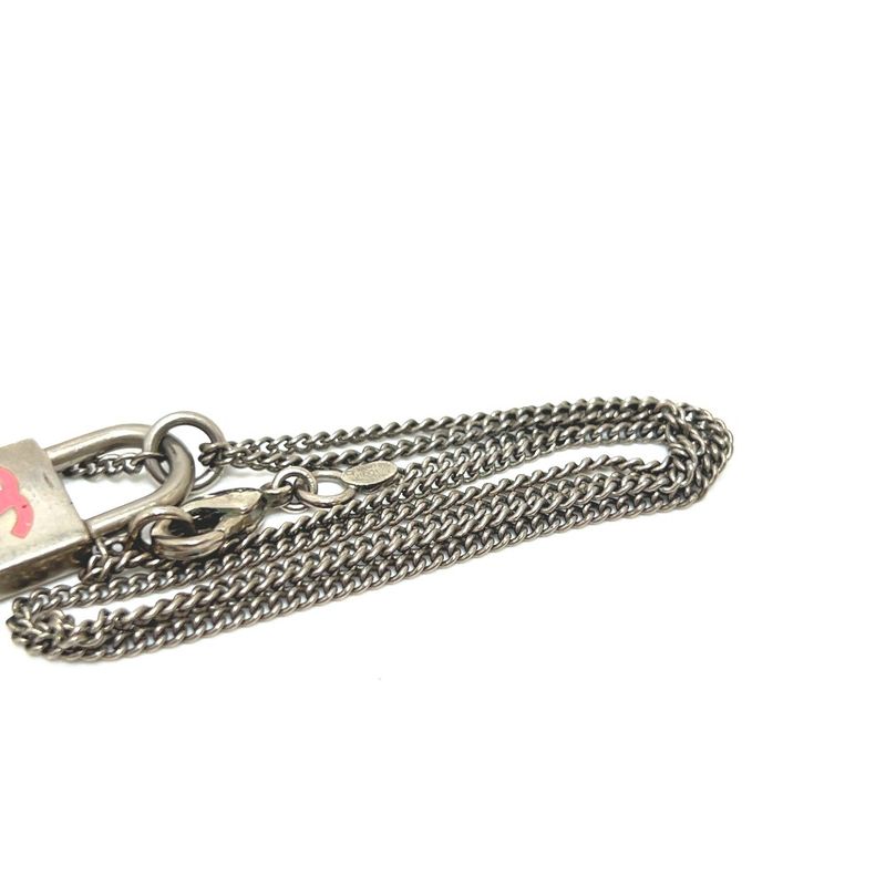 Chanel Necklace Coco Mark Padlock Cadenna Heart Key Metal Silver