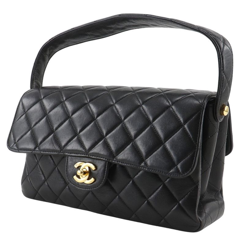 Chanel Double Face Matelasse Lambskin Black Ladies Handbag